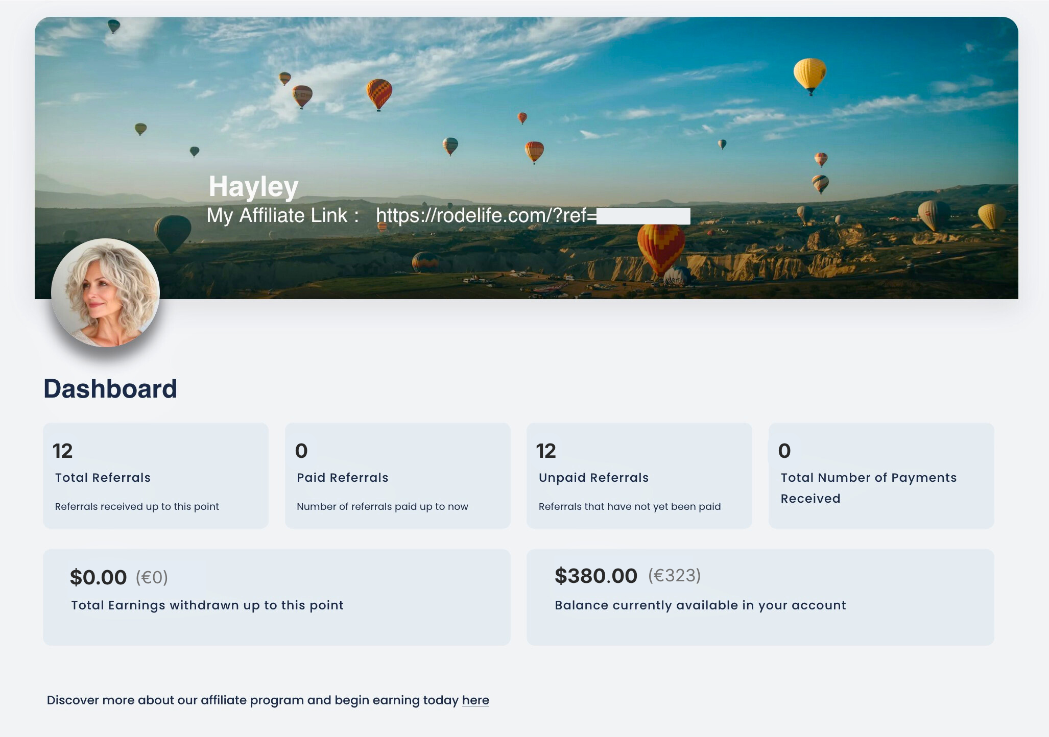 Member dashboard preview