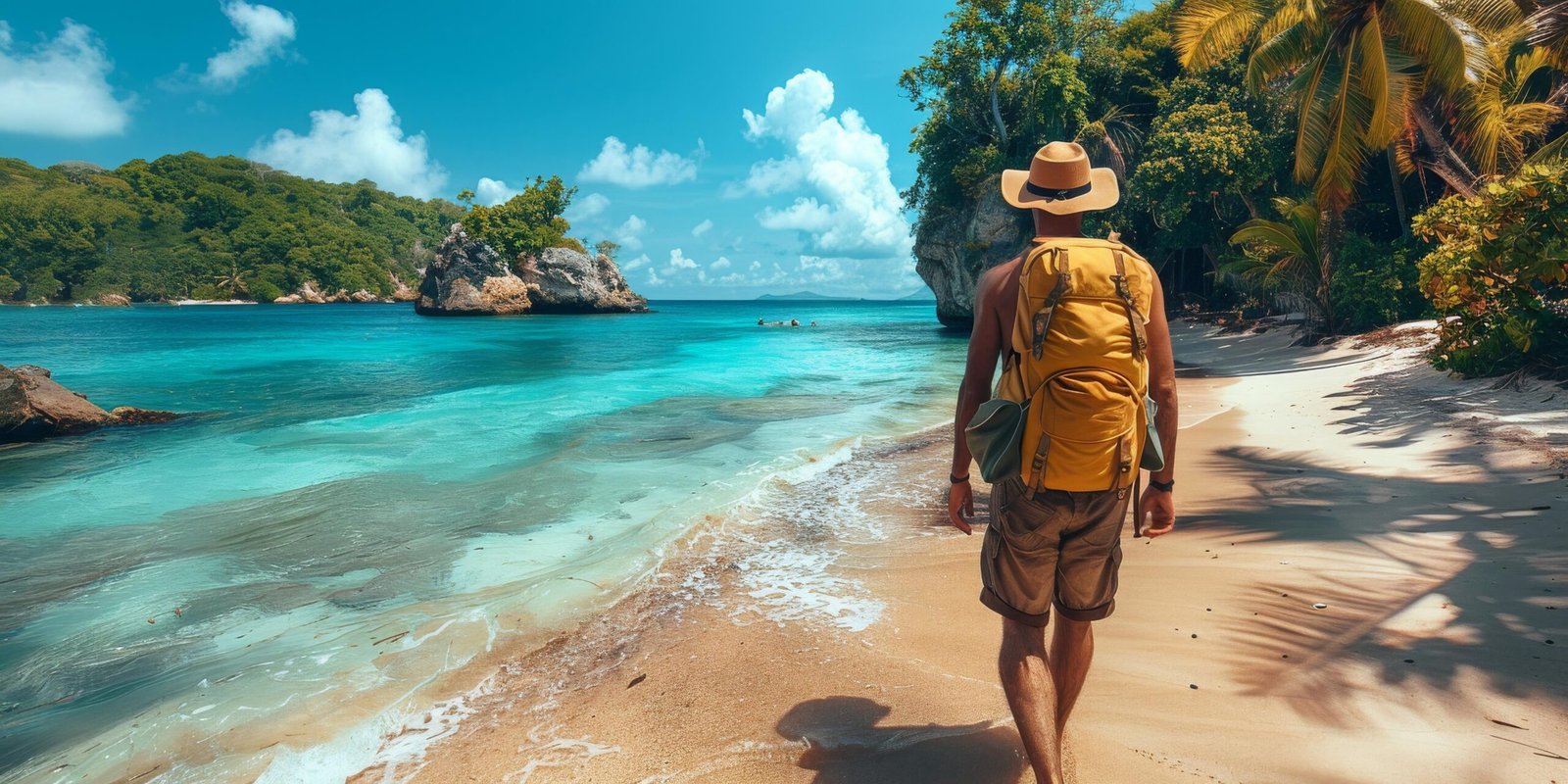 Traveler on a beach